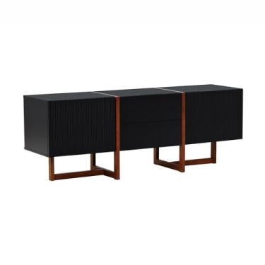 Imagem de Rack Ondas 2 Portas e 2 Gavetas - Amêndoa - Preto