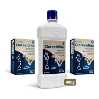 Imagem de Kit 1 Shampoo + 2 Sabonete Clorexidina Antisséptico Antisseborreico An