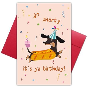 Imagem de Bewoow Cartão de aniversário engraçado para cachorro salsicha para ele, lindo presente de aniversário de dachshund para amantes de animais de estimação, saudação de aniversário de cachorro de