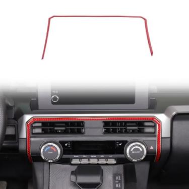 Imagem de Acabamento da capa decorativa da moldura do painel AC do console central para Toyota Tacoma 2024 2025, acessórios de decoração de interiores de carro (vermelho)