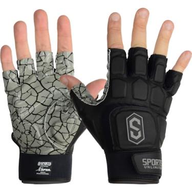 Imagem de Sports Unlimited Luvas de futebol Max Clash Half Finger Lineman para adultos, luvas masculinas de futebol americano, atacantes/defensivos