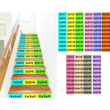 Imagem de Adesivo Didático Tabuada para Escadas Decoração Espaço Kids - Colakoal