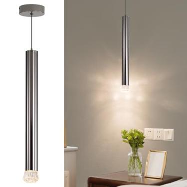 Imagem de Daoseolo Luminária pendente de LED moderna, mini tira de diamante de luxo, 3 temperaturas de cor, luminárias de teto de ilha de cozinha para sala de jantar, bar, corredor, sala de estar, cabeceira