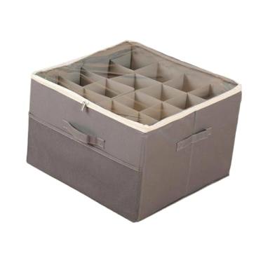 Imagem de IEUDNS Organizador de sapatos com alças, zíper, dobrável, economizador de espaço, versátil, com tampa transparente para apartamentos, sala de estar e casa, Cinza