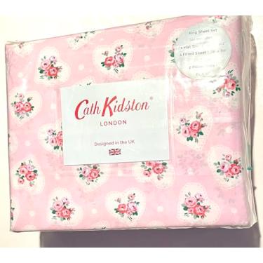 Imagem de London Home Luxury Collection Conjunto de lençóis de 4 peças 200tc rosa flora 100% algodão, percal e fresco, roupa de cama leve (corações de renda, Queen (padrão dos EUA))