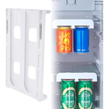 Imagem de Organizador de Geladeira para Latas | Suporte com Haste Ajustável para 8 Latas | Porta-Latas de Plástico ABS para Refrigerantes, Cervejas e Sucos