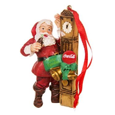 Imagem de Coca-Cola Enfeite de árvore de Natal de resina de Papai Noel com relógio