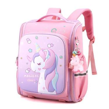 Imagem de Mochila Escolar Unicórnio Infantil com Chaveiro - Malissima, Rosa