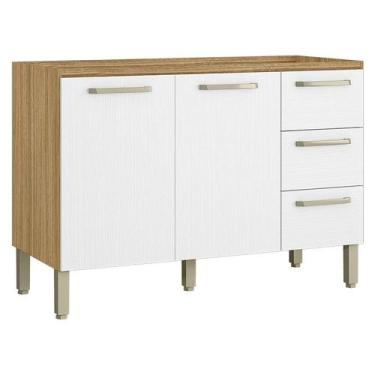 Imagem de Balcão de Pia Ametista 2 Portas 3 Gavetas 120 cm Freijó Supremo - Kits