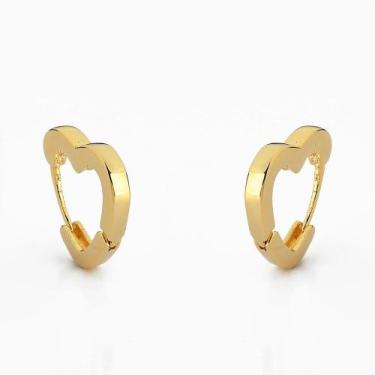 Imagem de Brinco Argola de Coração Lisa Banhado A Ouro 18K - Atraktiva Jóias, Gr