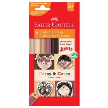 Imagem de Ecolápis de Cor Jumbo Triangular 6 Cores Caras & Cores - Faber-Castell