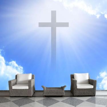 Imagem de Papel de Parede Cruz Céu Religião Igreja Fé Sala Adesivo - 397pcm - Al