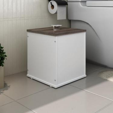 Imagem de Lixeira Banheiro Cesto Cozinha Luxo MDF - Fabribam Gabinetes, Branco/a