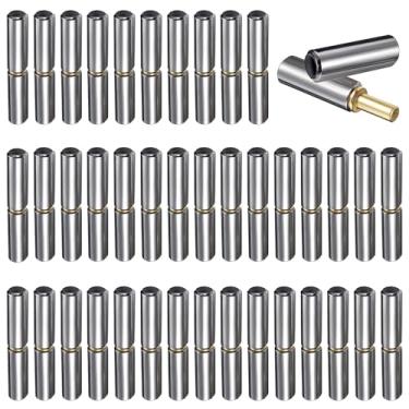 Imagem de Pacote com 40 dobradiças de barril soldáveis de 2-1/5.1 cm x 3/20.3 cm dobradiças soldáveis ​​em aço carbono acessórios de porta de portão destacável para rampa de reboque de porta giratória