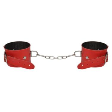 Imagem de Algema Bracelete Com Corrente Algema BDSM com Corrente e Fecho Metálico para Fantasias DX503 (VERMELHO)
