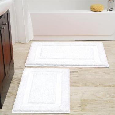 Imagem de Conjunto de tapetes de banheiro SHACOS Tapetes de banho brancos absorv