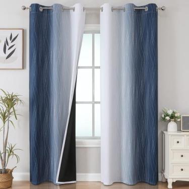 Imagem de Cortinas Blackout Estelar Textiler Azul marinho/branco acinzentado 213