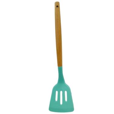 Imagem de Espátula Vazada de Silicone Cabo de Madeira 32cm VD Quanhe
