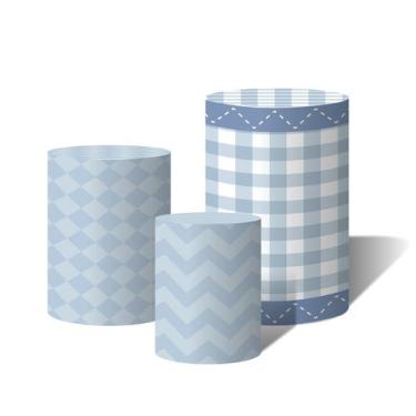 Imagem de Trio Capas Para Cilindro Versátil Chá de Bebe Azul Menino  C/ Elástico
