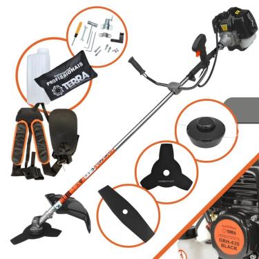 Imagem de Roçadeira Multifuncional Terra GRH430 2 Tempos 43cc 1,7HP de Potência Cortador de Grama Com Cabeçote de Nylon + Lâmina 2 Pontas + Lâmina 3 Pontas