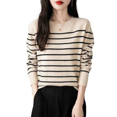 Imagem de Suéter feminino Chanyarn 100% lã merino outono inverno 2024