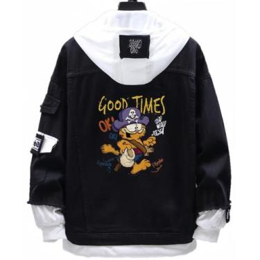 Imagem de Jaqueta jeans estilo moda Garfield Cat para mulheres - MAOLAN