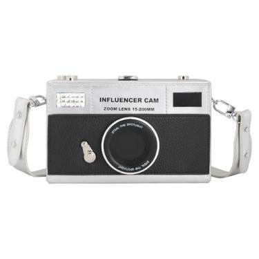 Imagem de Bolsa de mão vintage para gravador de rádio, alça de metal, alça de metal, bolsa de ombro pequena, C-camera prata preta, Bolsa clutch transversal