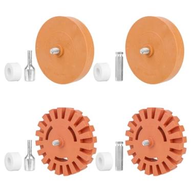 Imagem de 4un Roda Borracha Removedora Decalques, 10cm e 8,8cm Roda Borracha Adesiva Adaptador Broca Espaçadores Conectores Haste Baixa Velocidade Ferramenta Removedora Adesivos Carro Vinil Etiquetas