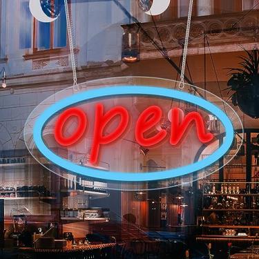 Imagem de Sinal de néon aberto, placas abertas de LED para janela de negócios, sinal de luzes LED de brilho ajustável com 3 modos de luz, placas abertas de neon para lojas, bares, restaurantes, escritórios