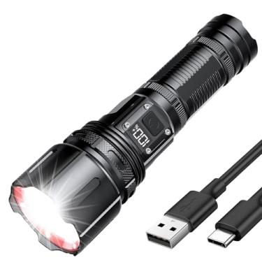 Imagem de Lanterna LED recarregável de 10.000 lúmens, lanterna tática com sabre de luz, lanterna potente com zoom de longo alcance, lanterna tática militar para acampamento, caminhada, pesca
