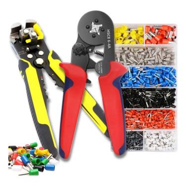 Imagem de 2X Kit Alicate Crimpar Descascador 1200 Terminais Ilhós Tubu