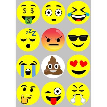 Imagem de 12 Imãs de Emoji - Decoração para geladeiras e quadros