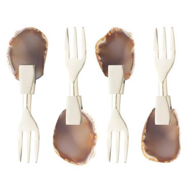 Imagem de Conjunto 4 Garfos para Petisco de Aço Inox Dourado Ágata - Wolff