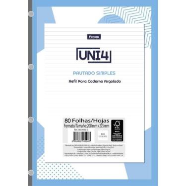 Imagem de Bloco para Fichario Universit. UNI 4 Branco 80FLS. - Foroni
