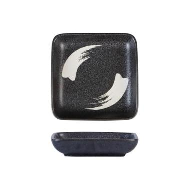 Imagem de prato de lanche Prato quadrado de cerâmica para sushi, prato raso para molho, utensílios cozinha bonitos tigela de sopa