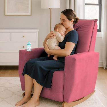 Imagem de Poltrona de Amamentação Balanço Agatha Puff Rosa