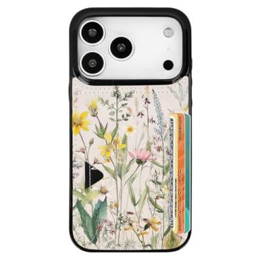 Imagem de uCOLOR Capa para iPhone 17 Pro com suporte para cartão - Capa carteira de couro fina com suporte para cartão de crédito Moneymate 2,5 m Capa protetora com compartimento para cartão oculto para