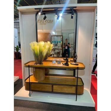 Imagem de Aparador Laminado Decorativo 2 Gavetas com Suporte para Planta - Oasis - Móveis Montanhês