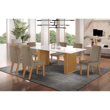 Imagem de Sala de Jantar Ripada com 6 Cadeiras 1,80x0,90m - Imperatriz-Riviera - LJ Móveis