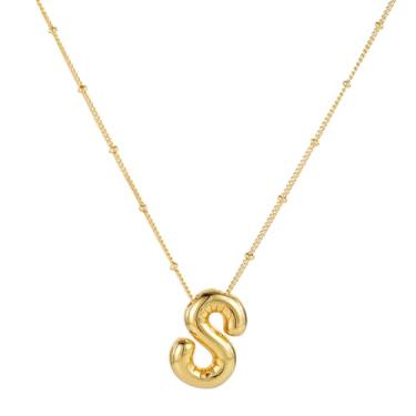 Imagem de BOXOB Colar, Colar Com Inicial De Balão Banhado A Ouro 14K, Pingente Alfabeto Personalizado, Joias Para Presente Mulheres E Meninas (P)