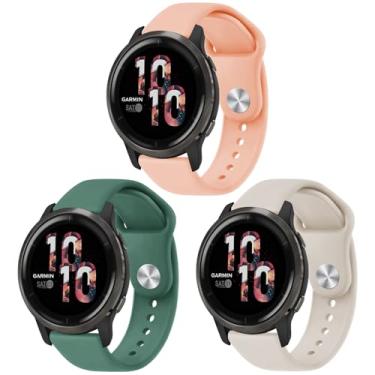 Imagem de Strisinho Pacote com 3 pulseiras de relógio de silicone compatíveis com Garmin Vivoactive 4/Venu 3/Venu 2, pulseiras esportivas macias de 22 mm para Garmin Forerunner 745/Forerunner 265/255/255 Music