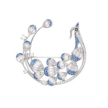 Imagem de Broche Fênix Colorido Ouro 14K - Broche Adornado Moissanite, Acessório Sofisticado para Agasalhos, Emblema de Renascimento e Renovação, Presente Ideal para Mulheres, Large, Ouro amarelo, Moissanita