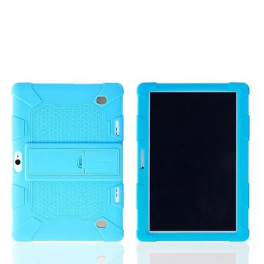 Imagem de Capa universal de silicone para tablet – Capa protetora à prova de choque de 10,1 polegadas com suporte, macia, fina e antiderrapante para tablet Android infantil adequado para BBK R30/R10/H9/K10plus