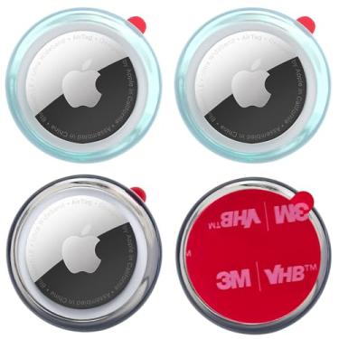 Imagem de echinff Pacote com 4 capas para Airtag, capa protetora com adesivo forte 3M compatível com etiquetas Apple Air para colar na TV, fones de ouvido remotos, mochilas, bagagem, laptop, câmera, bicicleta