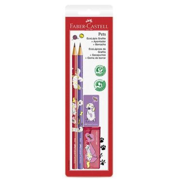 Imagem de Lápis preto Pets rosa e roxo c/ 2 unid Faber-Castell