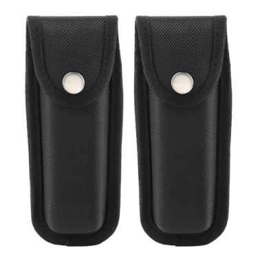 Imagem de 2 peças de bainha de nylon para canivetes, bainha multiferramenta de 14 cm com passador de cinto, bainha de faca dobrável para uso externo ou diário (cor: preto)