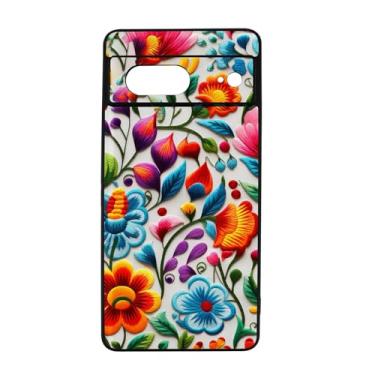 Imagem de qizjio Capa de telefone com estampa de bordado floral à prova de choque capa protetora mexicana arte popular para celular para Google Pixel 7