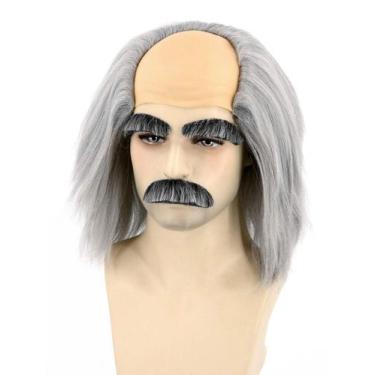 Imagem de Peruca Topcosplay Mad Scientist Old Man Fantasia de Halloween