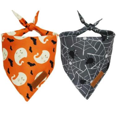 Imagem de Pacote de 2 bandanas para cães Realeaf Halloween para cães grandes