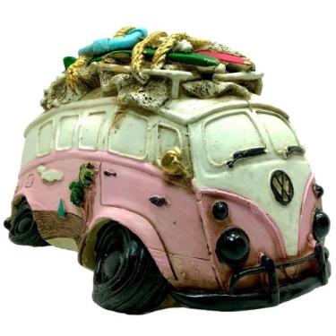 Imagem de Kombi Cofre De Gesso Colorida Enfeite Decorativo - AY, Rosa